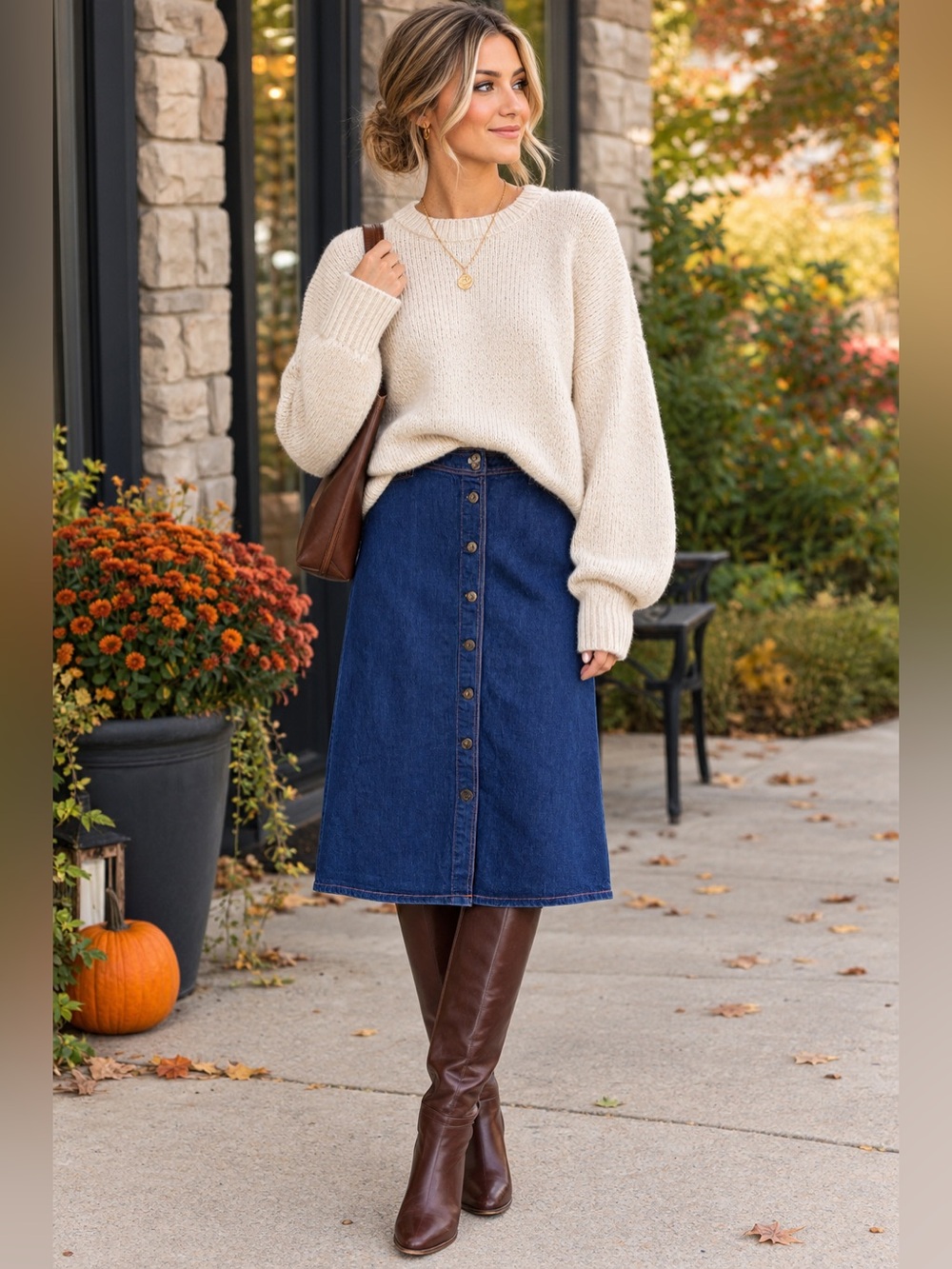 GAP VTG 90's Dark Blue Button-Front Midi Jean Skirt fall skirt size 8 (M)